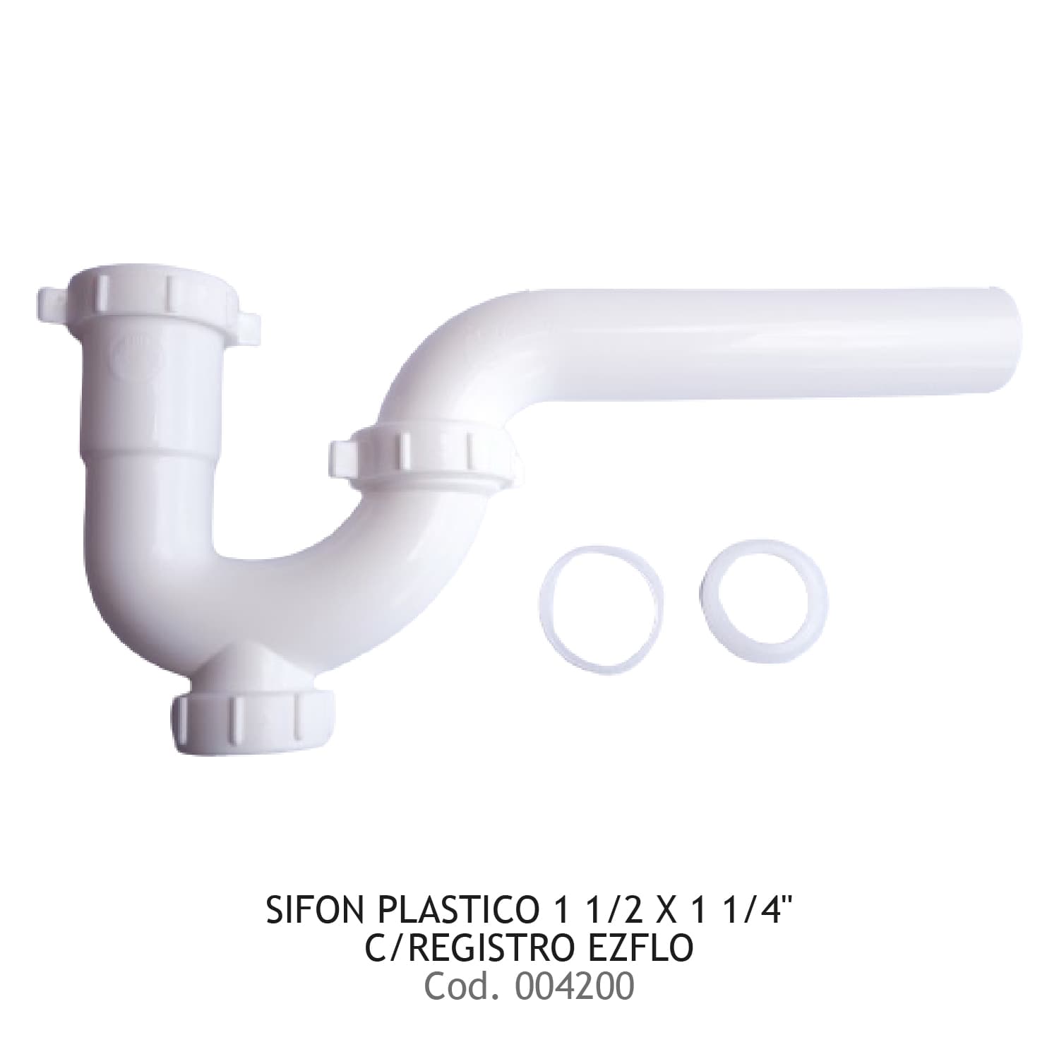 SIFON PLASTICO 1 1/2 X 1 1/4" C/REGISTRO EZFLO