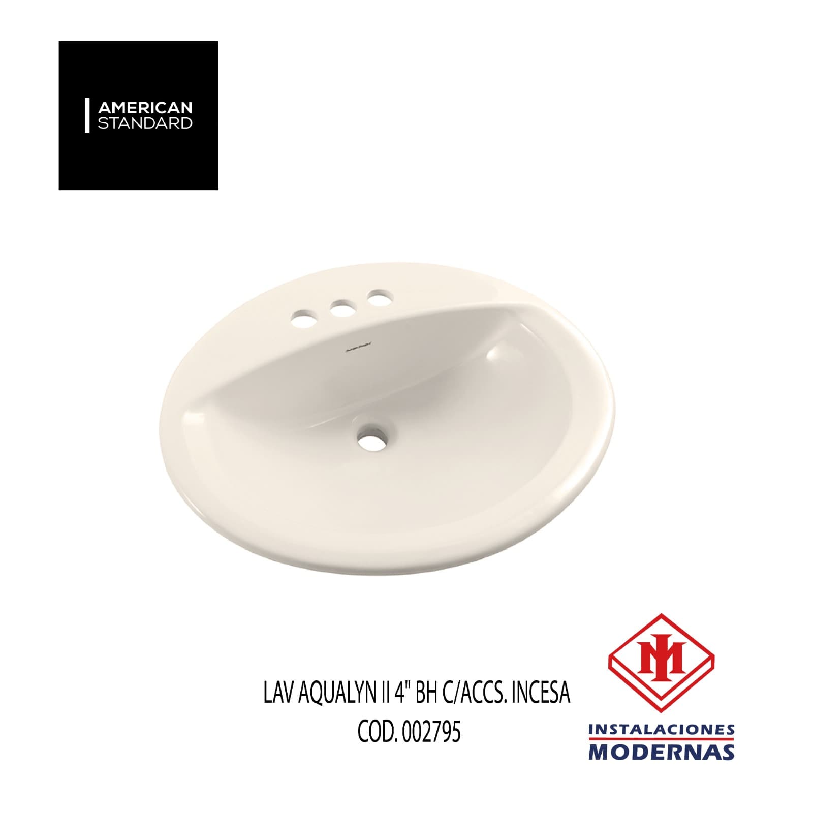 Lavamanos AQUALYN II 4" BH C/ACCS. INCESA