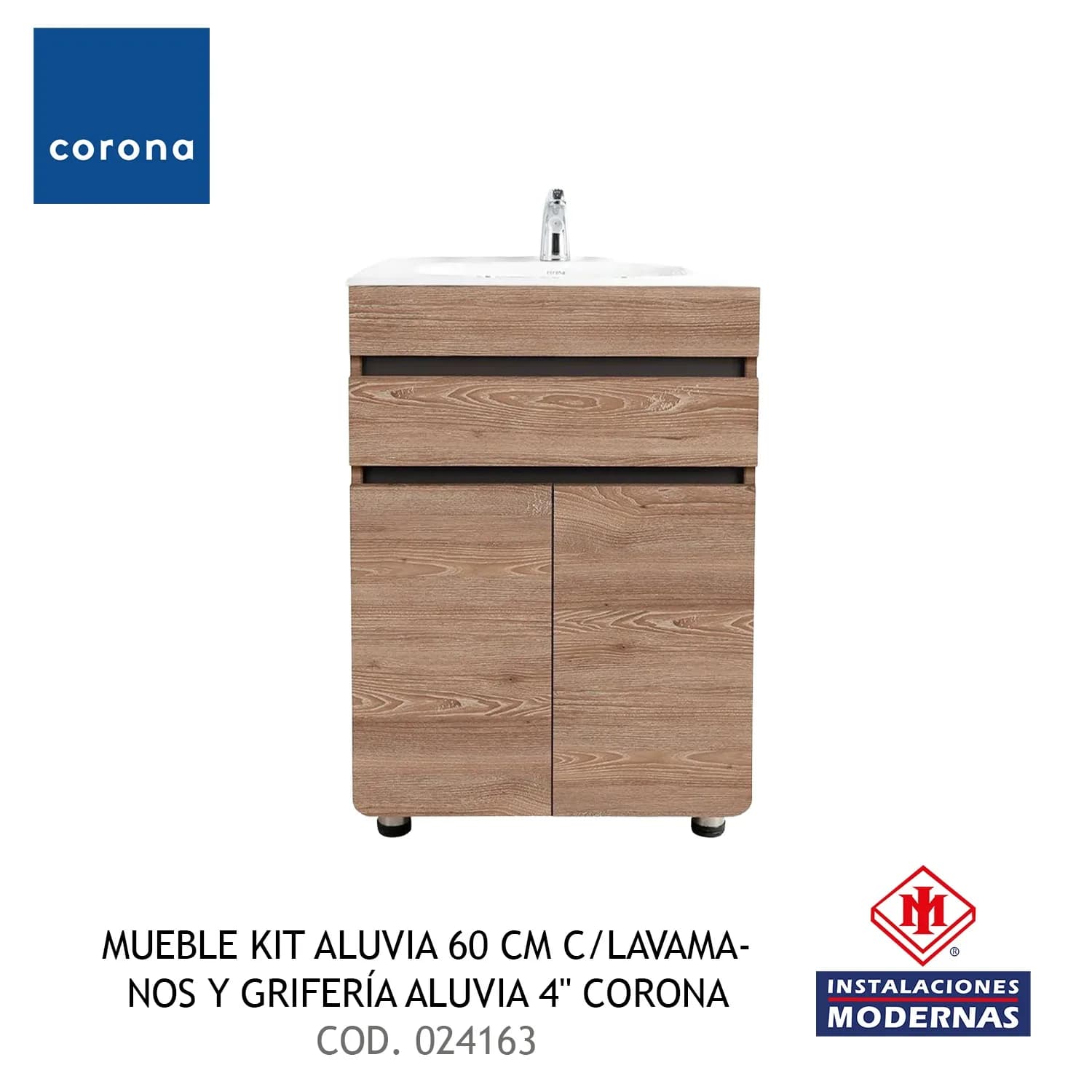 MUEBLE KIT ALUVIA 60 CM C/Lavamanos Y GRIFERÍA ALUVIA 4" CORONA
