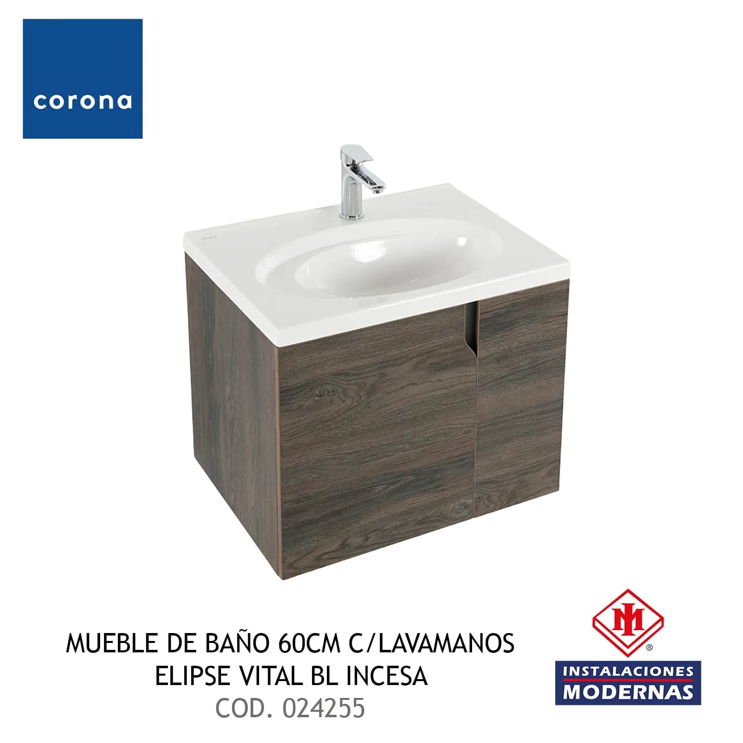 Mueble de Baño 60CM c/Lavamanos Elipse Vital BL INCESA