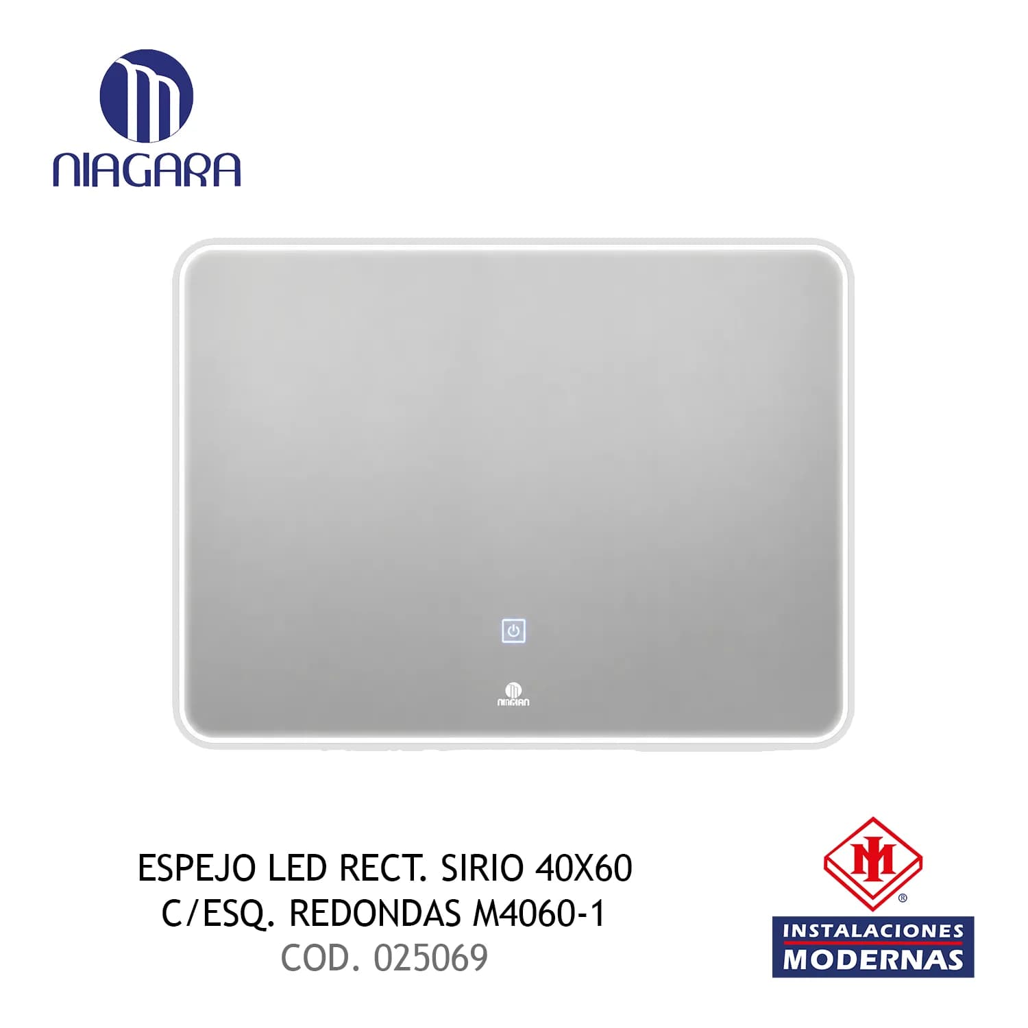 ESPEJO LED RECT. SIRIO 40X60 C/ESQ. REDONDAS M4060-1