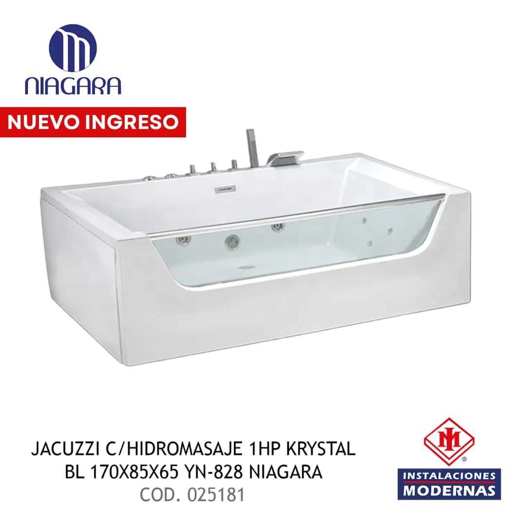 JACUZZI C/HIDROMASAJE 1HP KRYSTAL BL 170X85X65 YN-828 NIAGARA